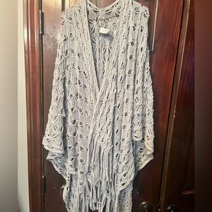 Gray shawl style sweater, one size, like new worn once